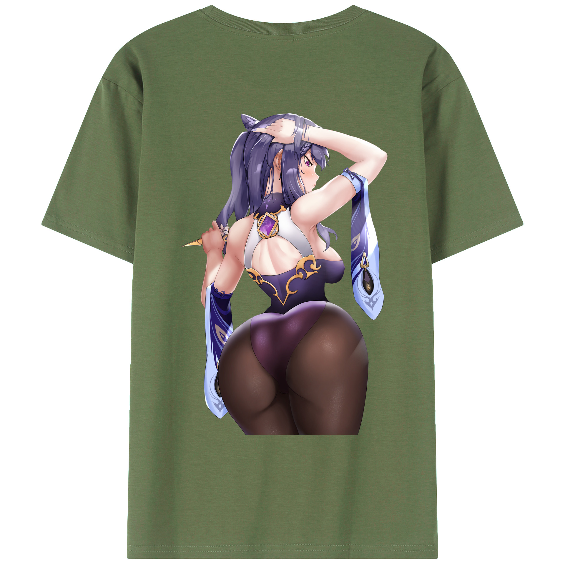 げんし神 刻晴 こくせい genshin Kokusei 綿100％ メンズ半袖Tシャツ（バックプリント） 通気性